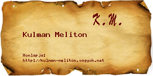 Kulman Meliton névjegykártya